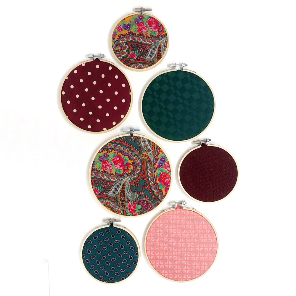 Necktie wall hanging set, pink teal maroon